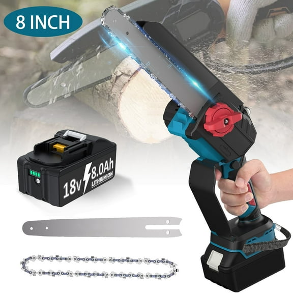 TURPOW 8 INCH Chainsaw Cordless with BL1830 Battery, Power Chain Saw with Security Lock, Electric Chainsaw, Handheld Small Chainsaw for Tree Trimming Wood Cutting