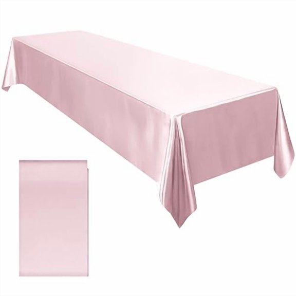TURSTIN 1 Pack Pink Satin Tablecloth 102 x 58 Inch Overlay Satin Table Cover Rectangle Bright Silk Tablecloth Smooth Fabric Table Decoration for Wedding Banquet Party Events