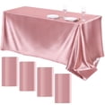 thumbnail image 1 of TURSTIN 4 Packs Satin Tablecloth 102 x 58 Inch Overlay Satin Table Cover Rectangle Bright Silk Tablecloth Smooth Fabric Table Decoration for Wedding Banquet Party Events, Rose Gold, 1 of 6