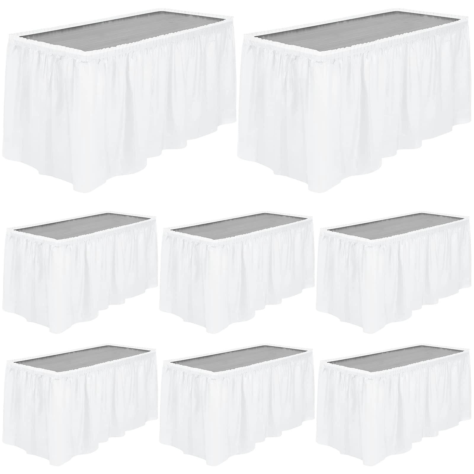 Buy 14FT 10 Mil Thick | Polka Dots Pleated Plastic Table Skirts - Disposable Table Skirt Spill Proof   Whiteblush   Pack Of 1 Table Skirt - View #13