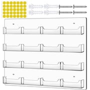 TURSTIN 16 Pockets Clear Acrylic Wall Mount Business Card Holder, Multi Pocket Sticker Display Rack Space Saver Organizer for Home Office Marketing Use