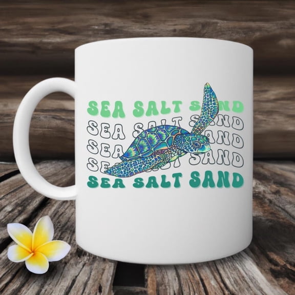 TURTLE MUG, Sea Salt Sand Turtle mug gift Turtle lover, Ocean lover gift, Sea mug Marine cup, Gift Beach lover mug uvenir.