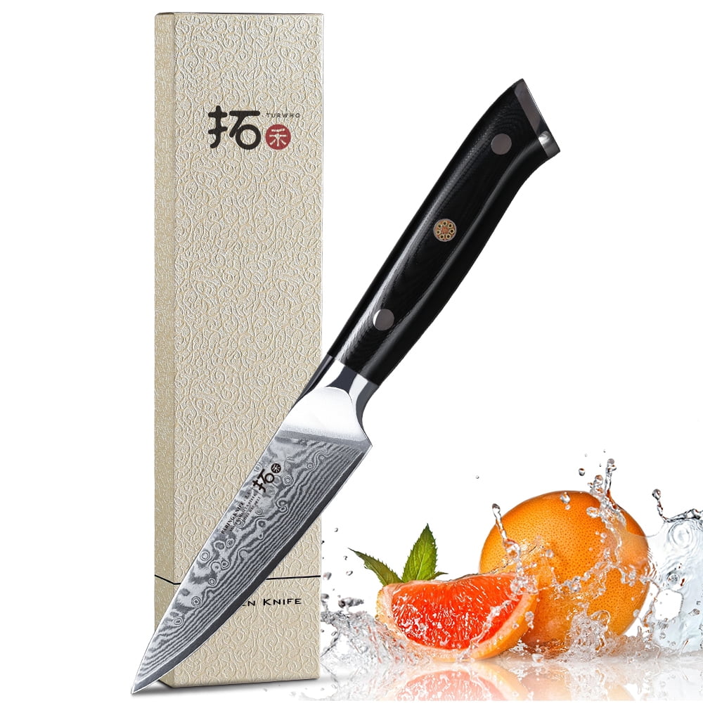 TURWHO 3.5inch Paring Knife Japanese VG10 Damascus Steel Kitchen Fruit Vegetables Peeling Knives