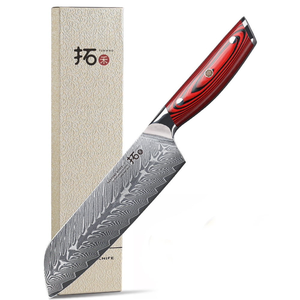 TURWHO 7'' Santoku Knife 67layer Japanese VG10 Damascus Steel Kitchen