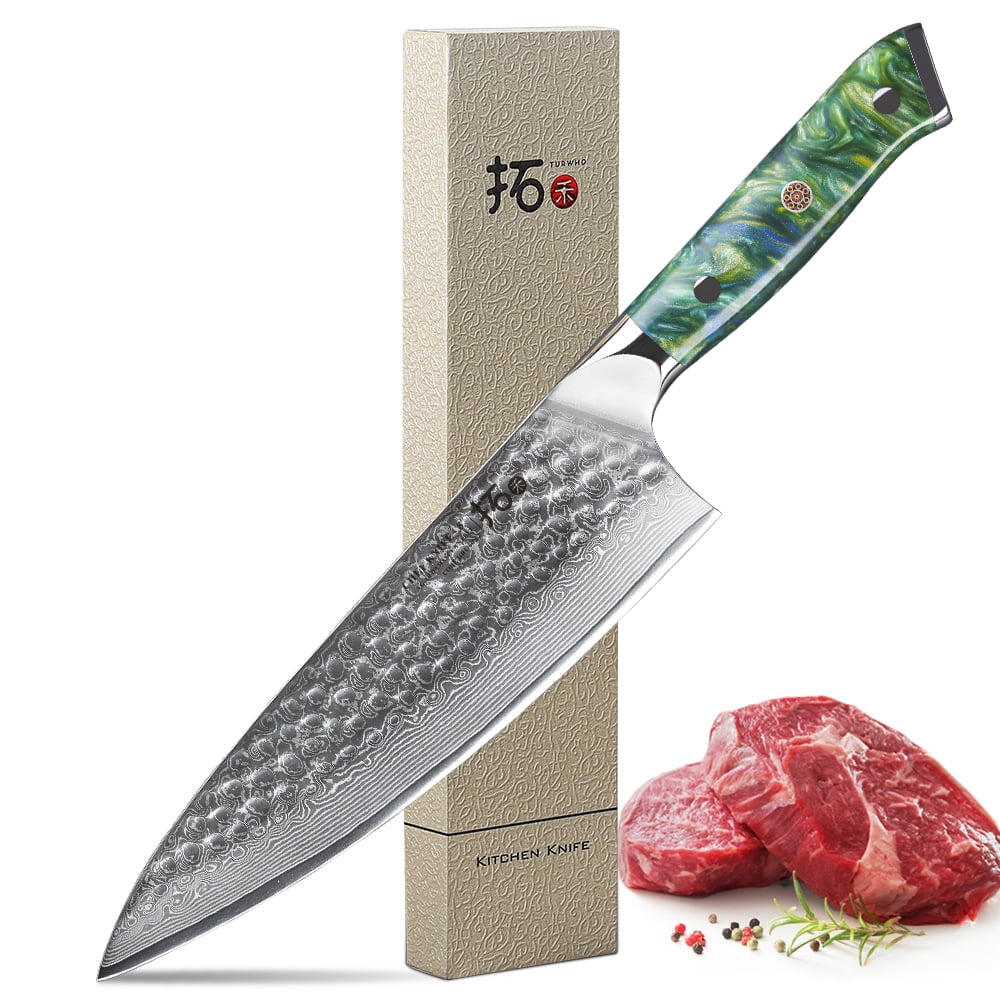 TURWHO Feuille de boucher couteau viande - Japonais VG-10 Damas Acier :  : Cuisine et Maison