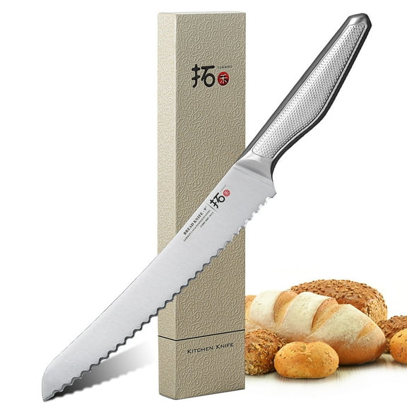 TURWHO 9inch Bread Knife German 1.4116 Stainless Steel Knives Kitchen Sandwich Breakfast Slicing Knife with Handle