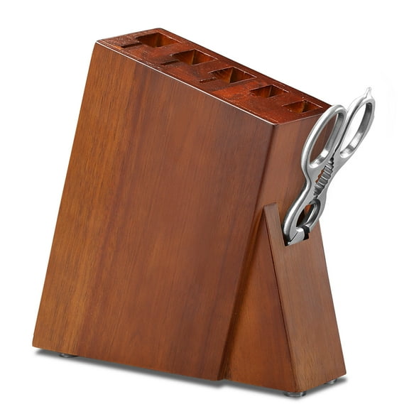 TURWHO Acacia Wood Kitchen knife block set Chef Knife Storage Holder With Kitchen Shears, Kitchen Scissors Set