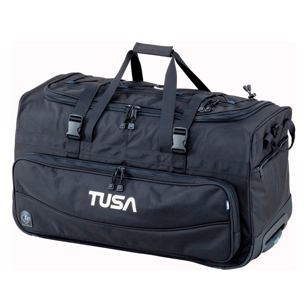 TUSA Roller Black Duffel Bag with Water-Resistant Back for Scuba Diving (RD-2-BK)