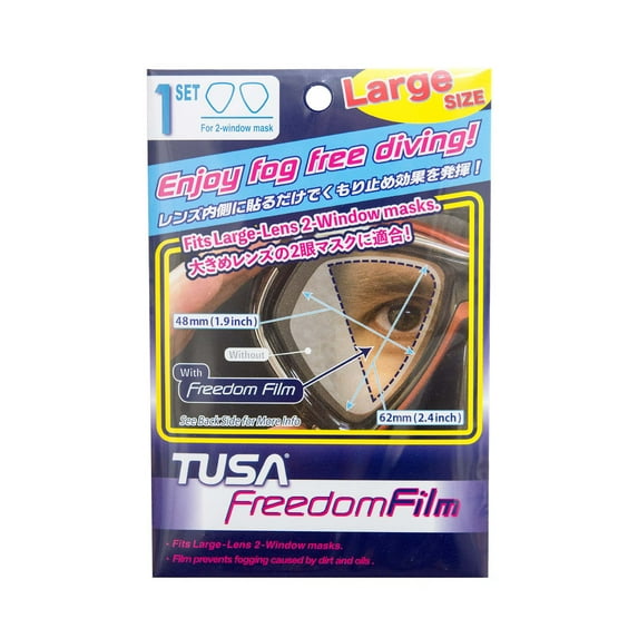 TUSA Anti-Fog Freedom Film for Scuba Diving/Snorkeling Masks, Large 2-Window