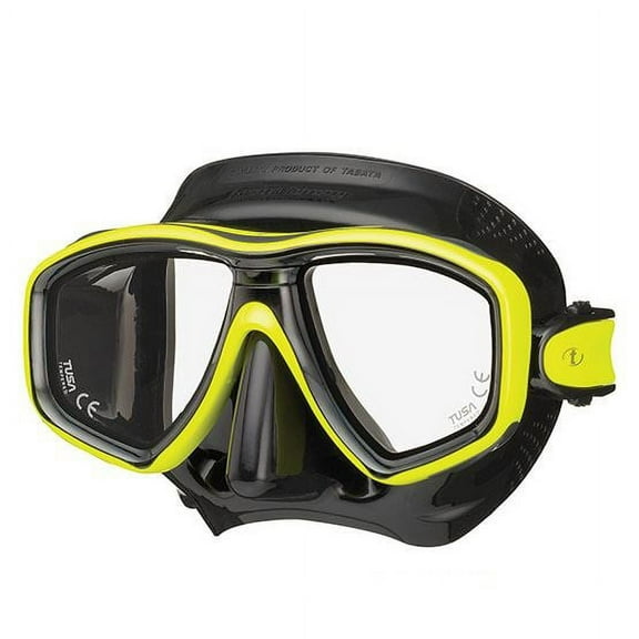 TUSA Freedom Ceos Scuba, Snorkel Mask with Freedom Fit Technology (Black Silicone/Yellow)