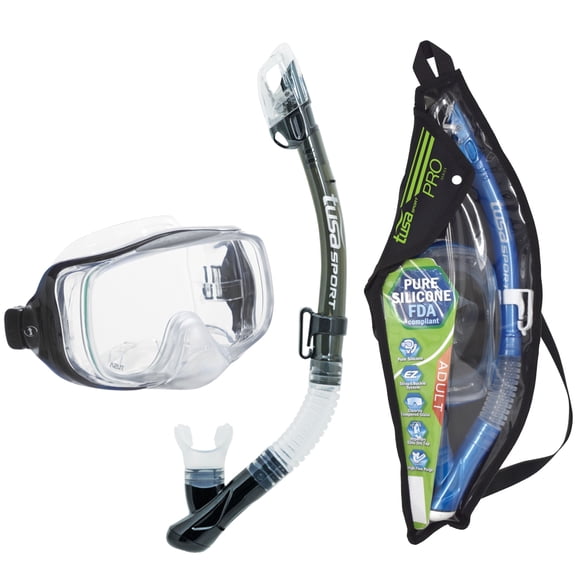 TUSA Sport Adult Imprex 3D Purge Mask and Dry Snorkel Combo, Gray