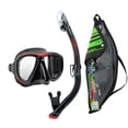 thumbnail image 1 of TUSA Sport Adult Powerview Mask and Dry Snorkel Combo, Black/Red, 1 of 8