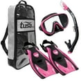 thumbnail image 1 of TUSA Sport Adult Serene Mask, Dry Snorkel, and Fins Travel Set, Black/Hot Pink, Small, 1 of 10