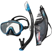 TUSA Sport Adult Serene Mask and Dry Snorkel Combo, Fishtail Blue
