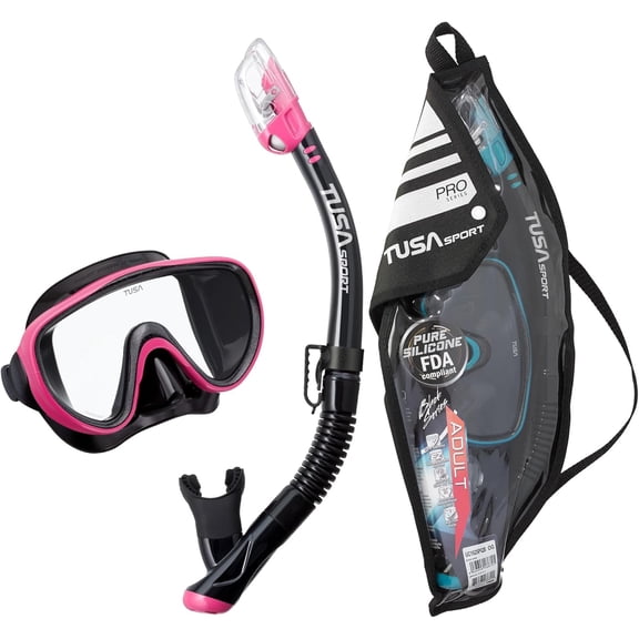 TUSA Sport Adult Serene Mask and Dry Snorkel Combo with Reusable Travel Bag