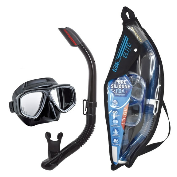 TUSA Sport Adult Splendive Mask and Snorkel Combo, Black