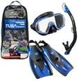 thumbnail image 1 of TUSA Sport Adult Visio Tri-Ex Mask, Dry Snorkel, and Fins Travel Set with Reusable Bag, Black/Metallic Blue, Large, 1 of 7