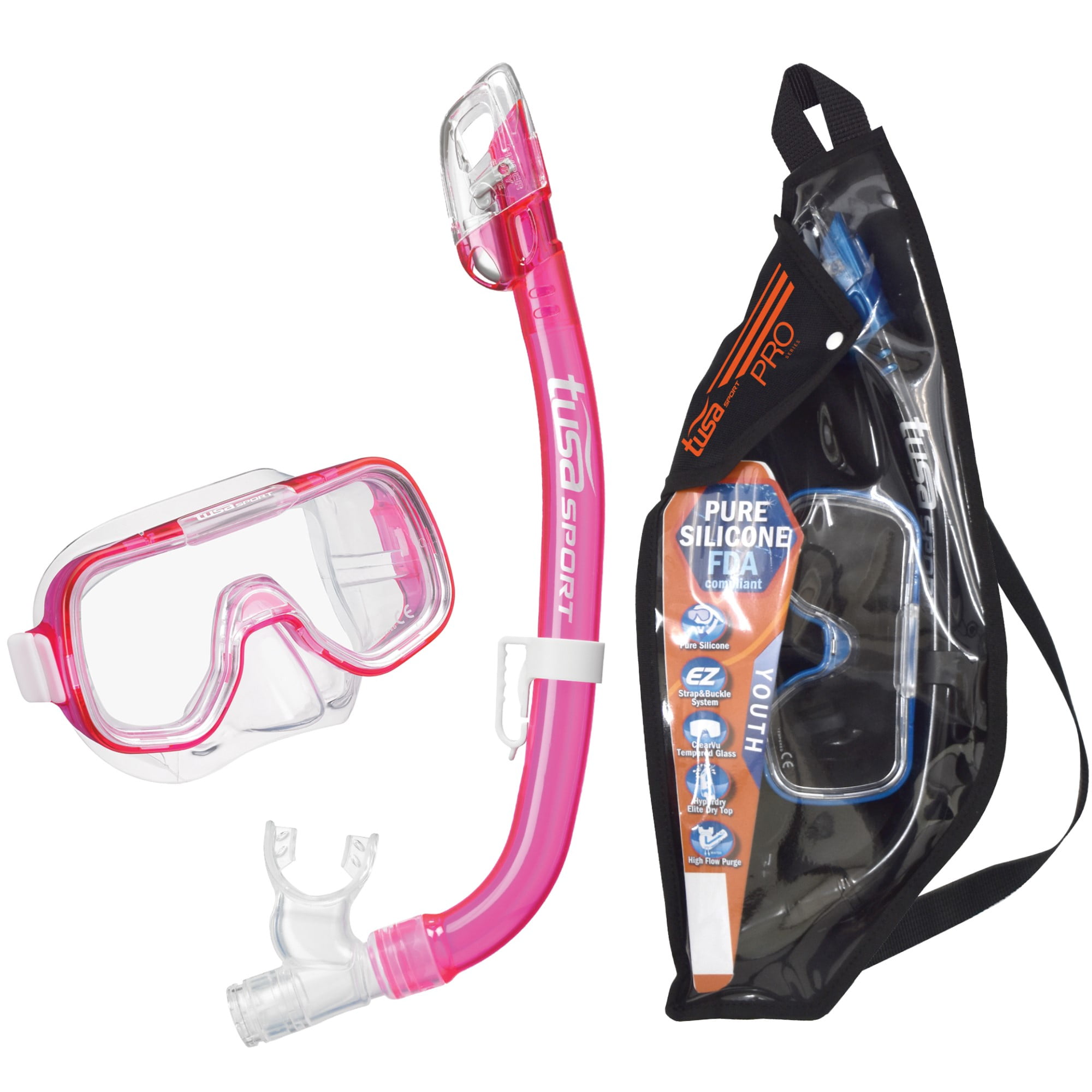 TUSA Mini-Kleio Junior Mask & Snorkel Combo With Bag - Ages 6-12, Clear Vu Lens