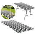 thumbnail image 1 of TUSANG 30x72inch Rectangle Cloth Elastic Vinyl Tablecloth for 6 FT Tables Flannel Buffalo Plaid Table for Dining Camping Outdoor,Black and White., 1 of 4