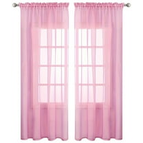 TUSANG 39x78 Inch Transparent Pink Curtains, Breathable and Soft Touch Pole Pocket Curtains, Suitable for Living Rooms and Bedrooms.