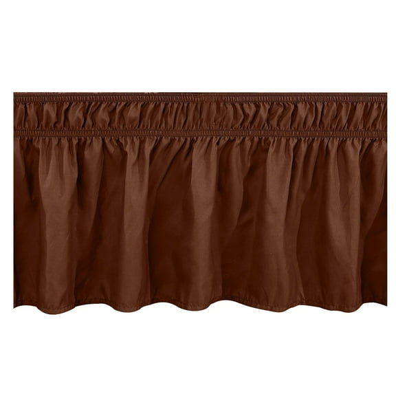 TUSANG Wrap Around Dust Ruffle Bed Skirt for Size Beds with 15 In Drop Easy Fit Elastic Strap Pleated Bedskirt with Brushed Fabric Machine Wash,Easy to Install Fade Resistant-Brown,Coffee.