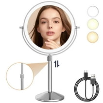 9"Lighted Makeup Mirror, TUSHENGTU 10X/ 1X Black Magnifying Makeup