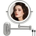 TUSHENGTU 8” Wall Mounted Makeup Mirror, 10X Magnification, 360° Rotate, Smart(Bright/Color ...