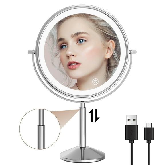 TUSHENGTU 9" Lighted Makeup Mirror, 1X//10X Magnifying Vanity Mirror , 3000mAh Rechargeable Battery
