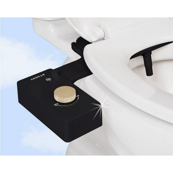 TUSHY Classic 3.0 Bidet Toilet Seat Attachment - Self Cleaning - Water Pressure Nozzle - Noir Gold
