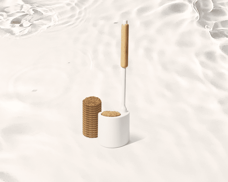 Eco-Friendly Bamboo and White Toilet Brush with Holder