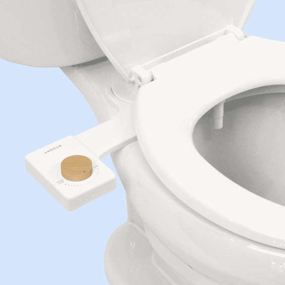 TUSHY Fresh Ultra Slim Toilet Seat Bidet Attachment, White Bamboo, Self-Cleaning, Easy Installation, 1 Piece