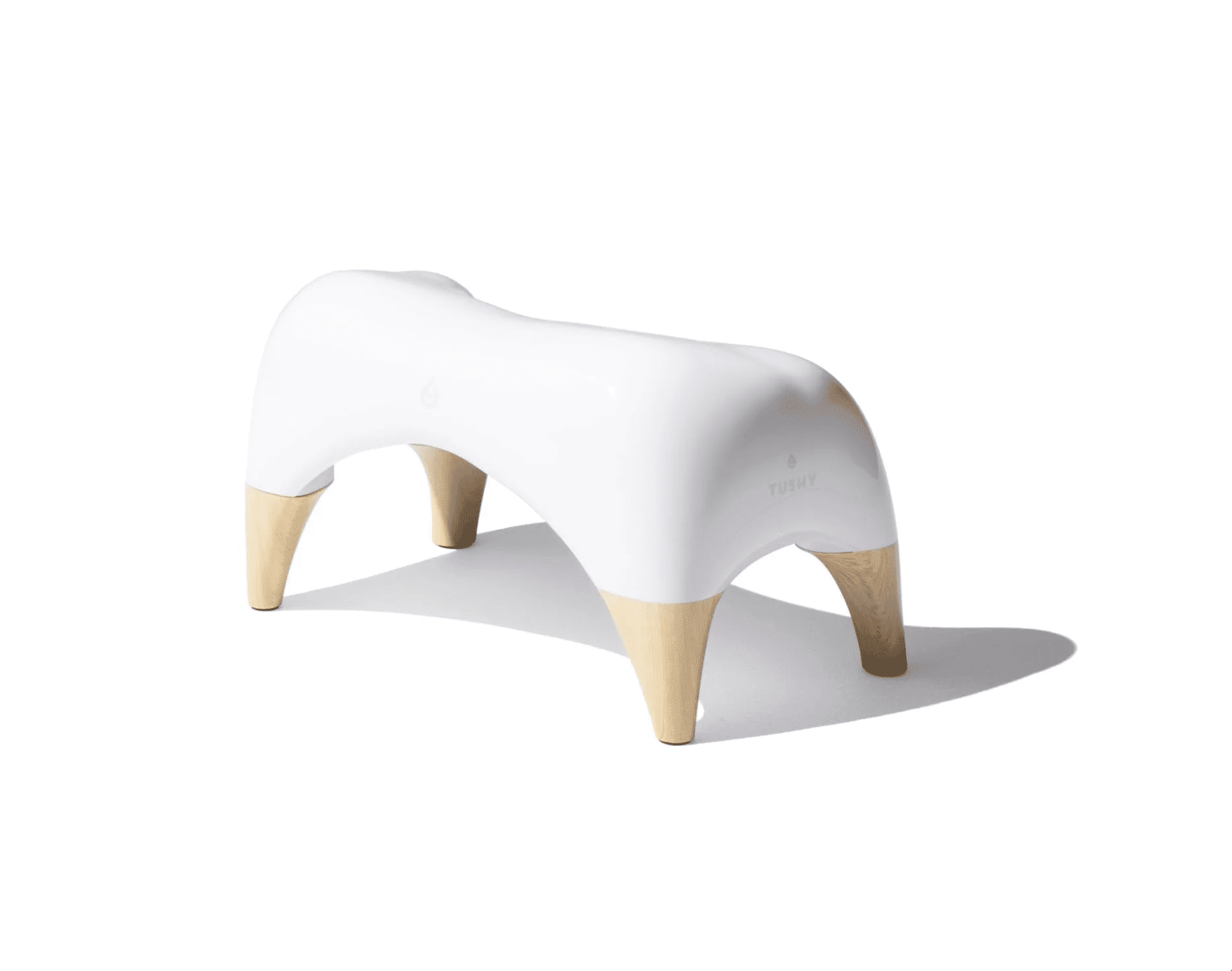 Tall White Bamboo Ergonomic Bathroom Stool