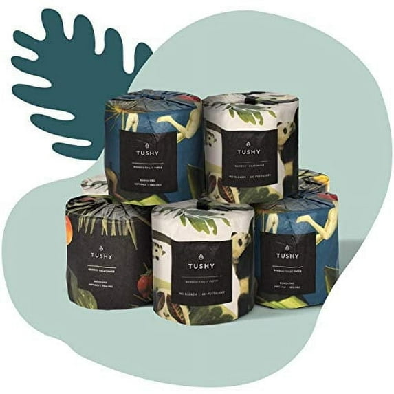 TUSHY Premium Bamboo Toilet Paper, 3 Ply, 300 Sheets, 8 Count