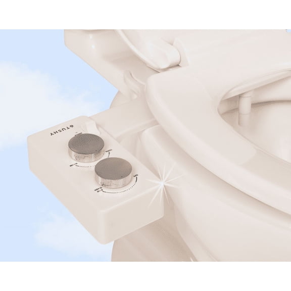 TUSHY Spa Self-Cleaning Warm Water Bidet Attachment, Adjustable Nozzle Angle, Pressure Control, Easy DIY Home Install, Requires Sink Access for Temperature Control, Biscuit Platinum