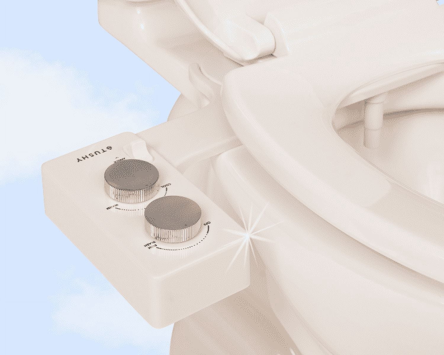 TUSHY Spa Self-Cleaning Warm Water Bidet Attachment, Adjustable Nozzle Angle, Pressure Control, Easy DIY Home Install, Requires Sink Access for Temperature Control, Biscuit Platinum