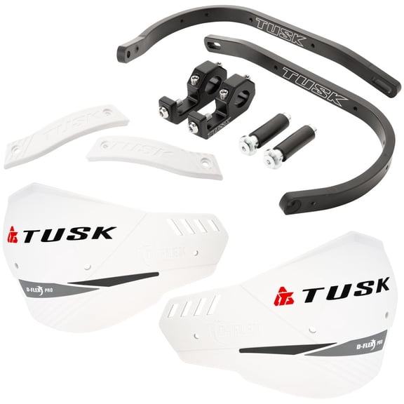 TUSK D-Flex Pro Handguards Black Bar/White Plastics 1 1/8" Bars