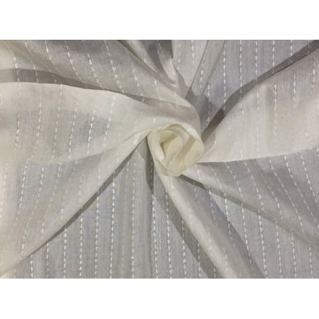 TUSSAR SILK FABRIC WHITE SELVIDGE STRIPES VERTICAL 44quot; WIDE[9804]