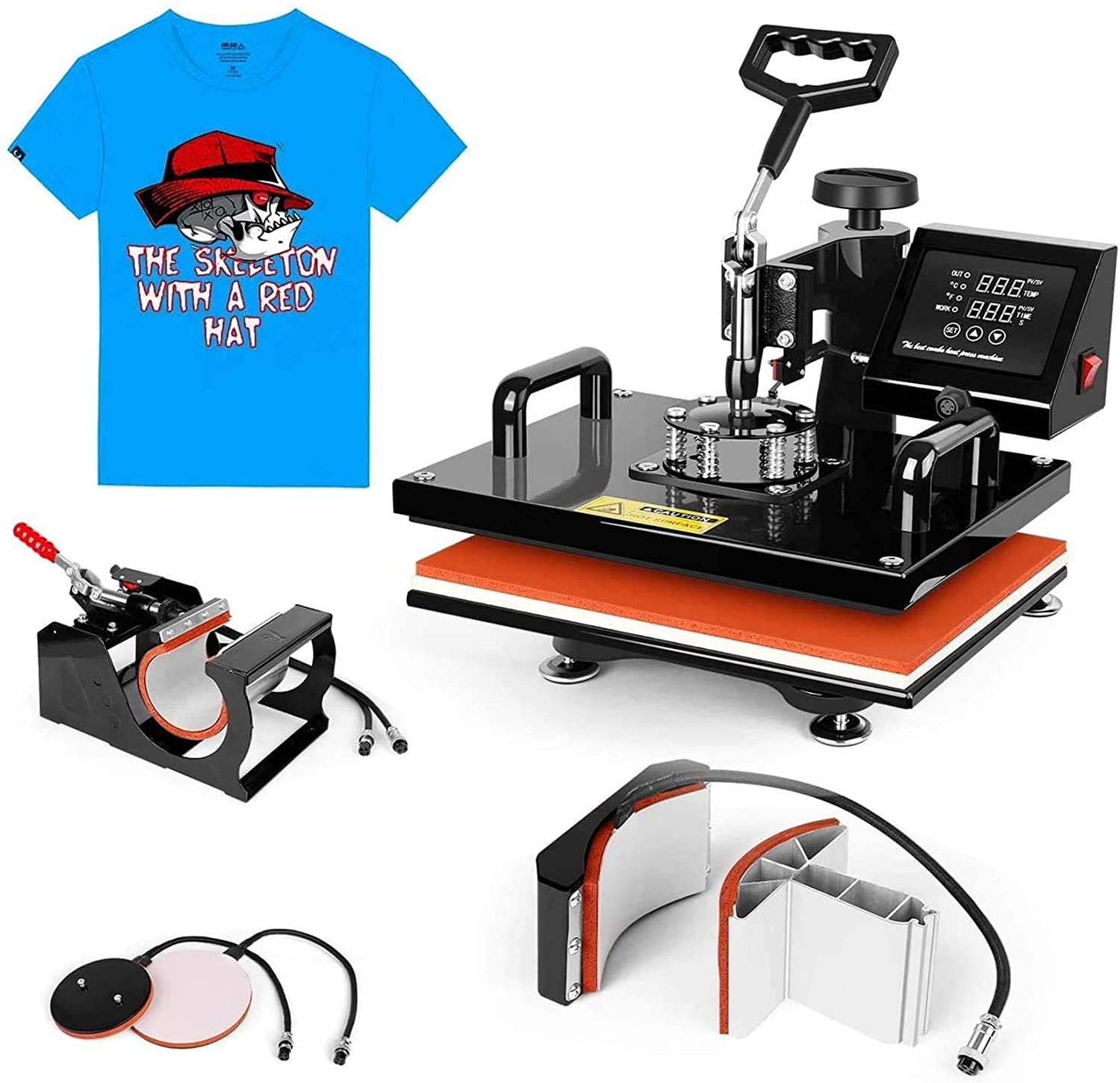  YITAHOME Heat Press Machine for T Shirts 15x12, 5-in-1 Mug Heat  Press, Hat Heat Transfer, 360° Rotation Swing-Away Plate Heatpress,  Dual-Tube Heating Printing for DIY T-Shirts, Caps, Mugs, Pillows : Arts
