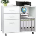 thumbnail image 1 of TUSY 3-Drawer Filing Cabinet, Wood Rolling Lateral File Cabinet Cabinets Printer Stand with Anti-tilt Wheels Open Storage Shelves for Legal/Letter Size, 1 of 6