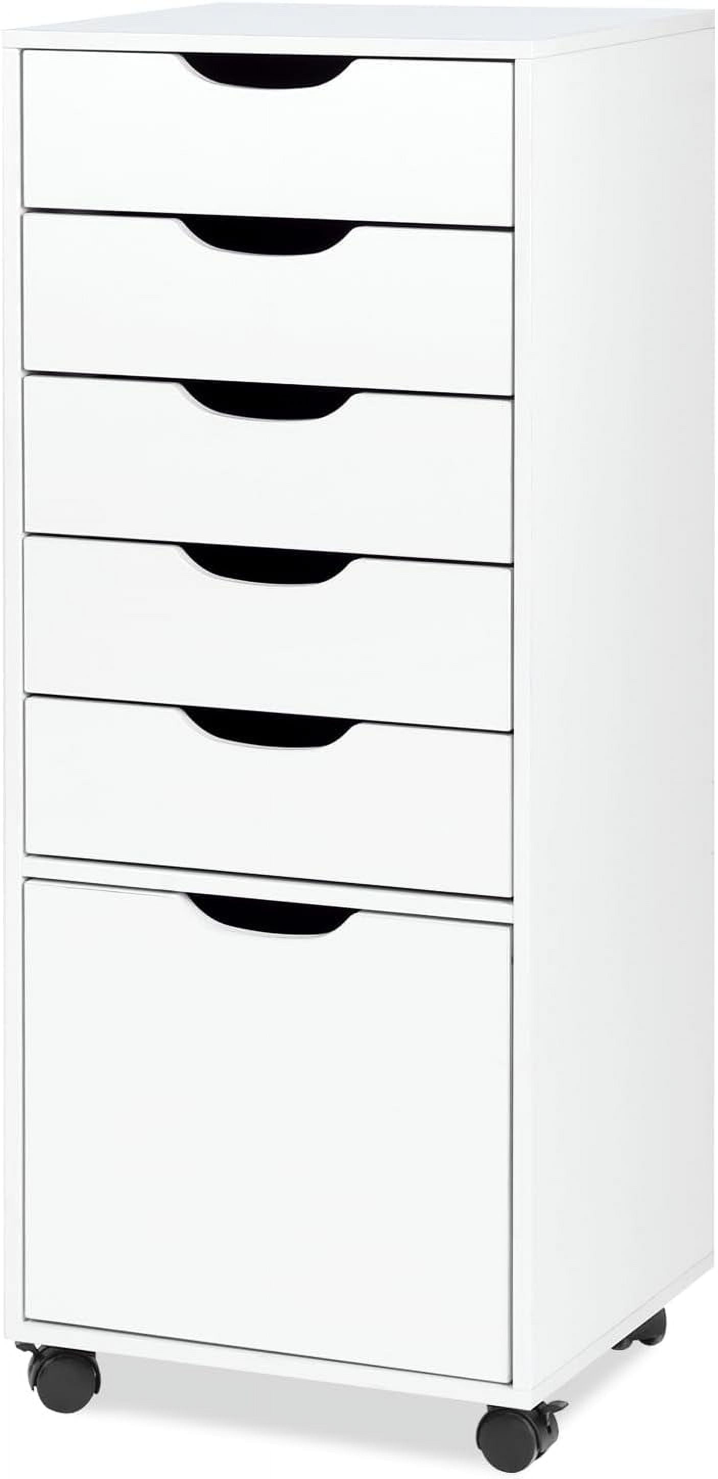 White 5-Drawer Mobile Wood Filing Cabinet with Lock