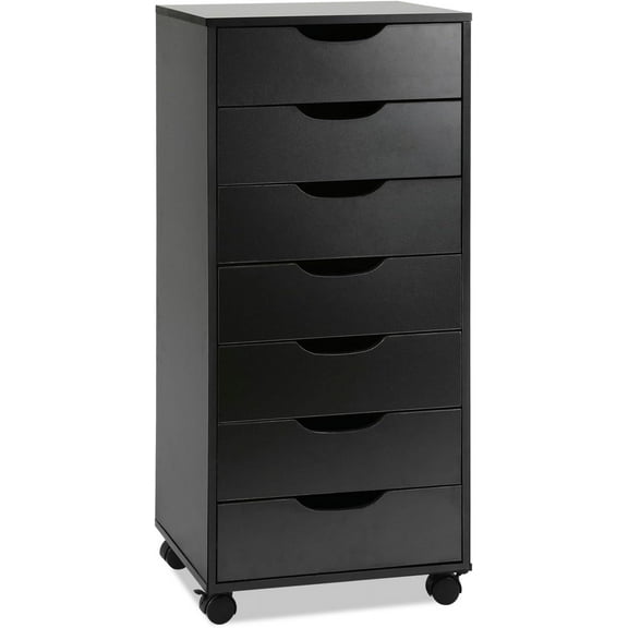 TUSY Vertical File cabinets with Caster Wheels for Home Office, Black