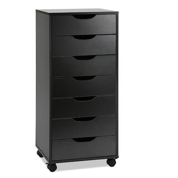 TUSY Vertical File cabinets with Caster Wheels for Home Office, Black