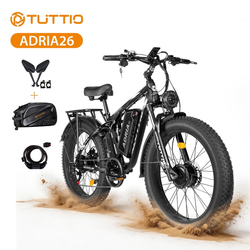 TUTTIO ADRIA26 Electric Bike for Adults, Removable 52V 25Ah Long Range Battery, Up to 100 Miles, 26” Fat Tire All-Terrain E-Bike for Mountain & Snow Riding, UL 2849