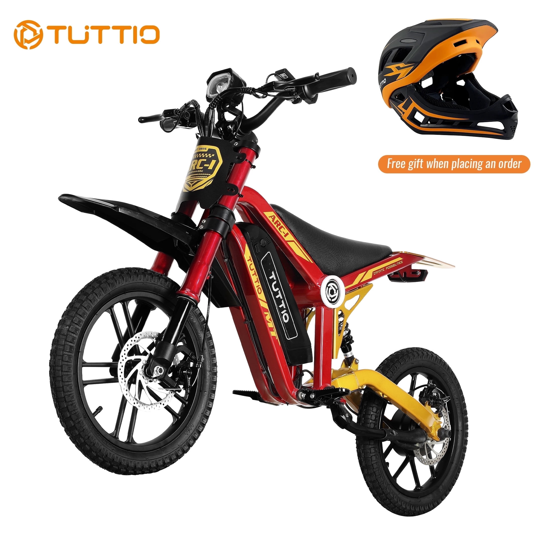 TUTTIO ARC-1 36V 13Ah 750W Mini Electric Dirt Bike for Kids 5-13,5-Speed Modes Electric Motorcycle
