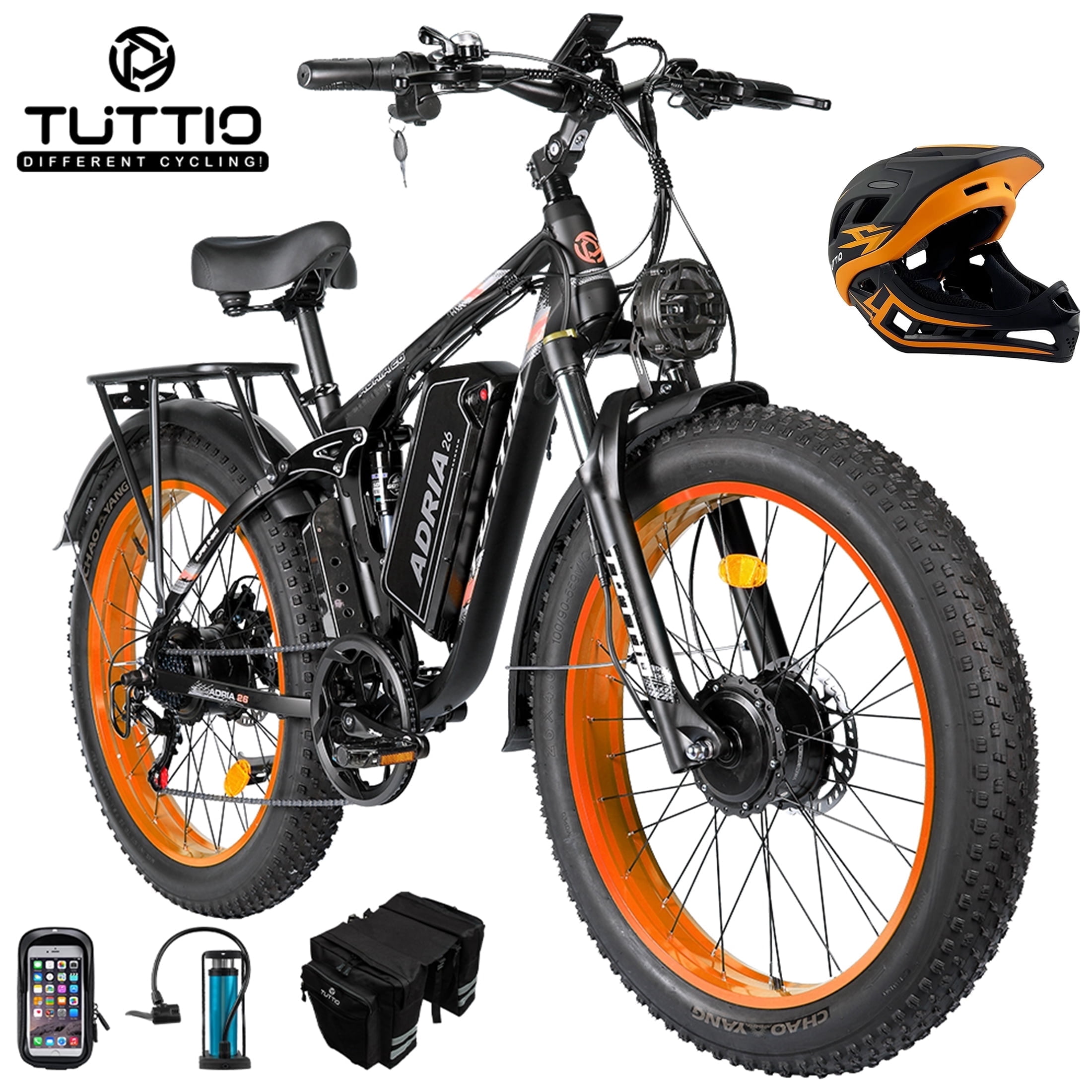 TUTTIO Adria26 Electric Mountain Bike for Adults Teen with Helmet
