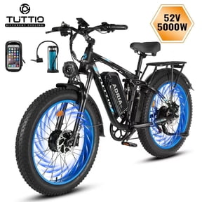 TUTTIO Dual Motor Electric Mountain Bike for Adults Teen, 26" Fat Tire Off-road E-Bike for All Terrain with 52V 25Ah Removable Battery, Max 46mph & Range 100miles, 210Nm High torque - UL 2849