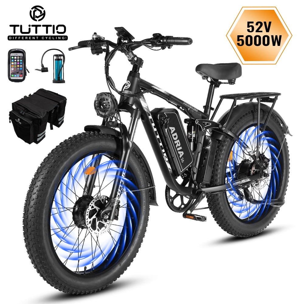 Electric Bike With 100 Mile Range TUTTIO Adria26 Electric Mountain Bike for Adults, 5000W Motor, 52V 30Ah
