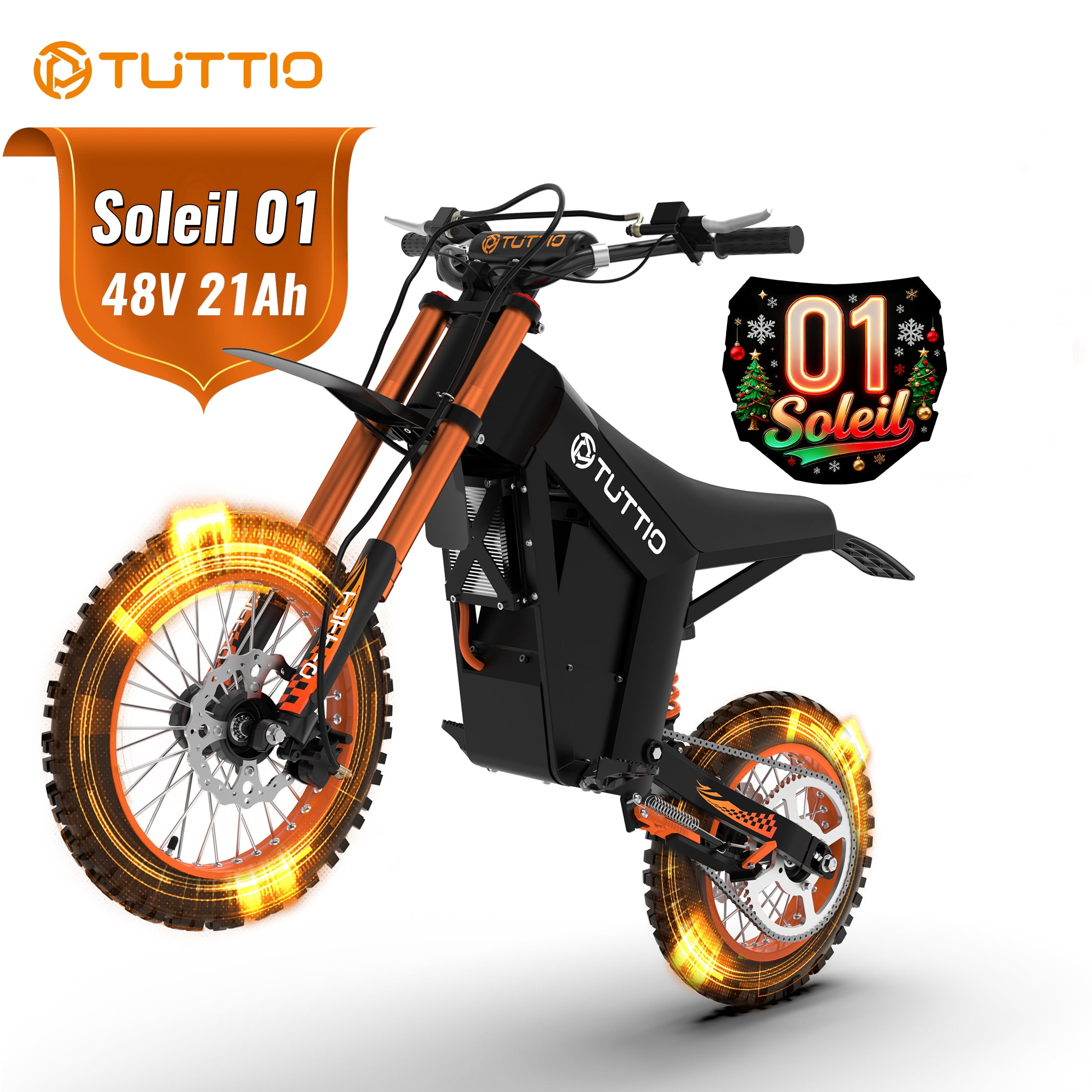 TUTTIO Soleil01 Electric Dirt Bike for Adults,2000W Motor,48V 21Ah Battery, 200N.m High Torque,Max 37Mph,All Terrain Motorized Dirt Bikes