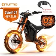 TUTTIO Soleil 01 Electric Dirt Bike,3000W 200N·m High Torque, 48V21AH Battery,Three-speed Adjustment, With a Top Speed of 40+ mph, 14/12 Full Suspension Off-Road Motocross
