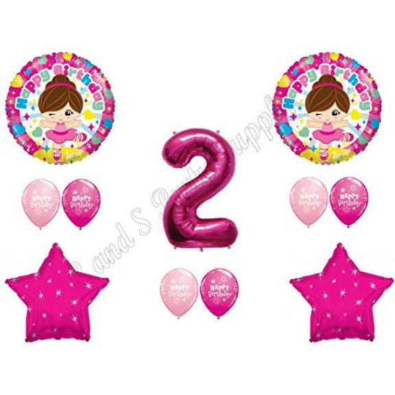 TUTU CUTE 2nd Birthday Party Balloons Decoration Supplies Second Ballerina Two